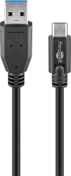 goobay Sync und Charge Super Speed Ladekabel USB C auf USB A 3.0 schwarz 1 m