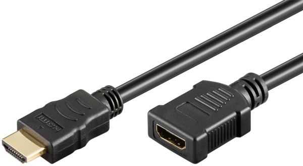 goobay High Speed HDMI Verlängerungskabel mit Ethernet vergoldet schwarz 3 m (Bulk)