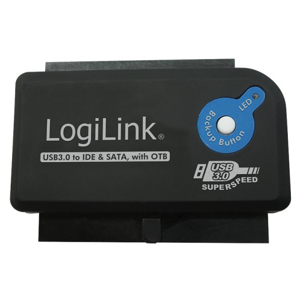 LogiLink USB 3.0 auf IDE & SATA Adapter mit OTB schwarz (1er Faltschachtel)