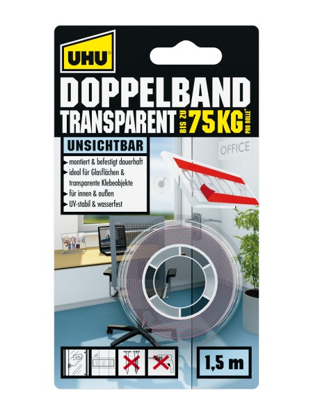 UHU Doppelband Transparent 1,5m x19mm