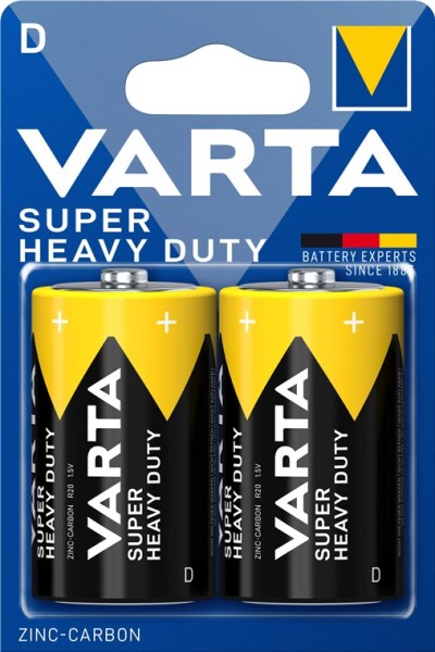 Varta Super Heavy Duty Zinkchlorid Batterie R20/D Mono 1,5 V (2er Blister)