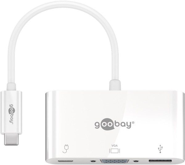 goobay USB C Multiport Adapter USB 3.0/VGA/C PD weiß 0,15 m (1er Softpack)