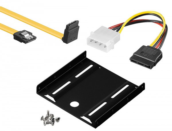 baytronic SSD Einbau-Kit für interne SSD/HDD inkl. Einbaurahmen für 6,4 cm inkl. SATA 3 Kabel gedreh