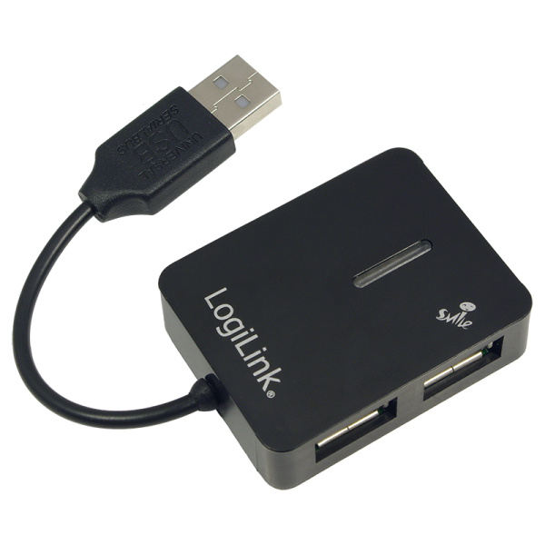 LogiLink USB 2.0 Hub 4 Port Smile schwarz (1er Blister)