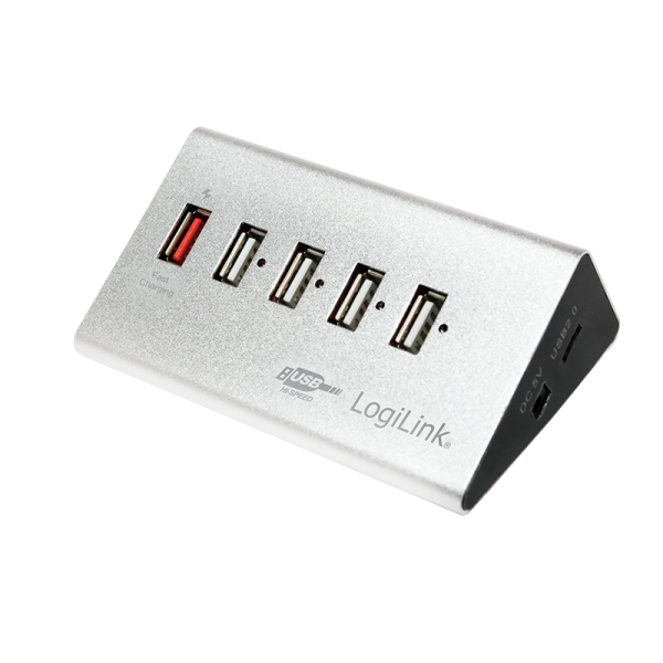 LogiLink USB 2.0 High Speed Hub 4 Port + 1 x Schnell Ladeport (1er Faltschachtel)
