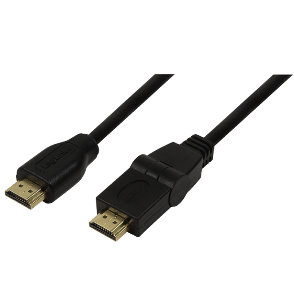 LogiLink High Speed HDMI Kabel mit Ethernet mit 180° Stecker vergoldet schwarz 1,8 m