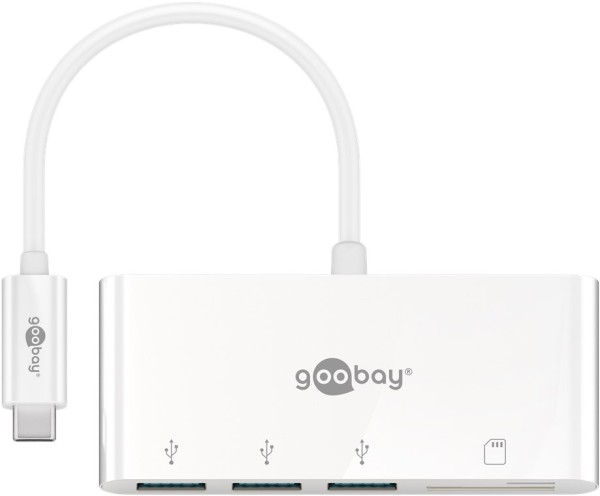 goobay USB C Multiport Adapter CardReader weiß 0,15 m