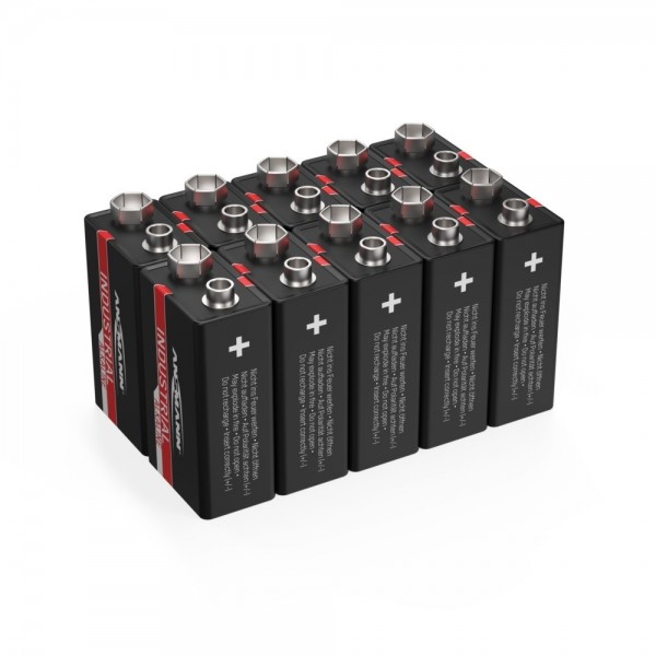 ANSMANN Industrie Alkaline-Batterie 9V-Block E / 6LR61 / 9V (10er Set)