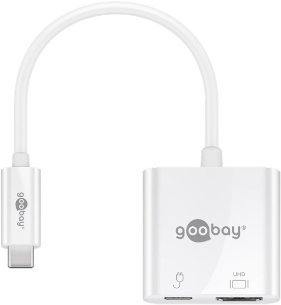 goobay USB C Adapter HDMI 4K 60 Hz PD weiß 0,15 m (1er Softpack)