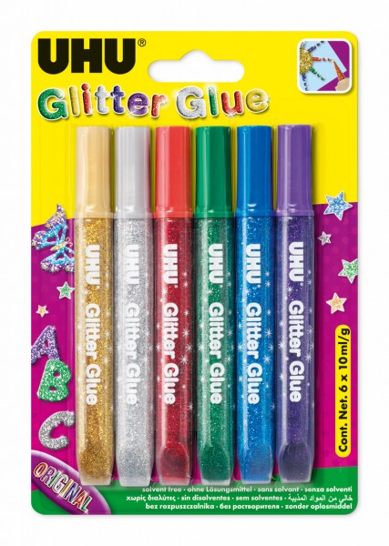 UHU Glitter Glue Original 6x10ml