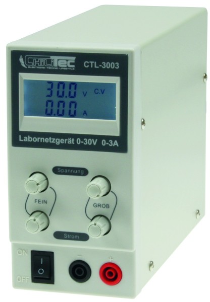 ChiliTec Regelbares Labornetzgerät CTL-3003 0-30V/0-3A mit LC-Display