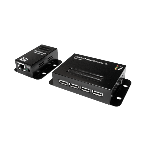 LogiLink USB 2.0 CAT 5 Extender inkl. 4 Port USB Hub montierbar schwarz 50 m (Bulk)