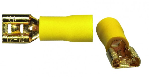 Sinuslive Flachstecker 6,3mm gelb für Kabel 4mm² - 6mm² 10 Stück