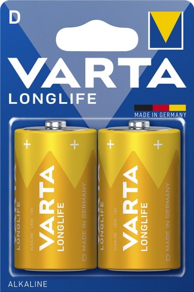 Varta Longlife Alkali Mangan Batterie LR20/D Mono 1,5 V (2er Blister)