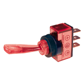 12V Schalter mit roter LED EIN / AUS, 16A, Ø 20mm Einbau - »