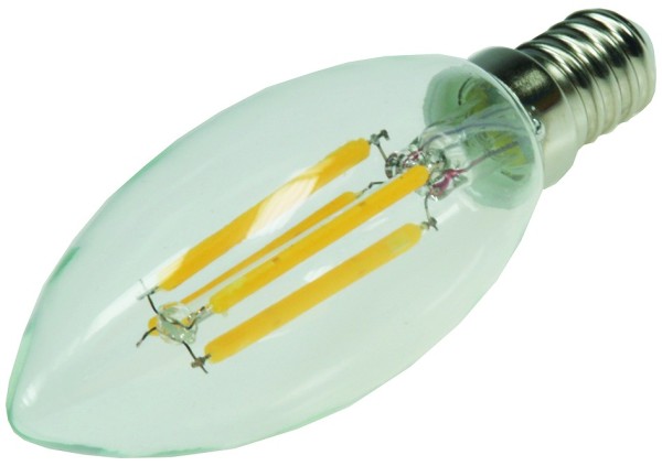 ChiliTec LED Kerzenlampe E14 Filament K4 3000k, 360lm, 230V/4W, warmweiß