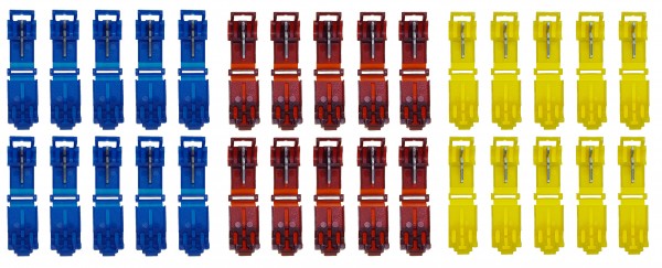 baytronic 30x T-Schnellverbinder 10x blau, 10x rot, 10x gelb