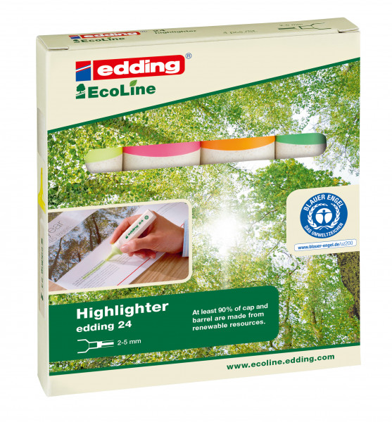 edding 24 EcoLine Textmarker sortiert (4er Faltschachtel)