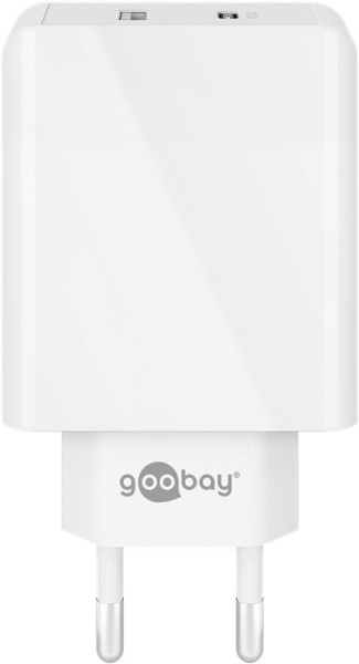 goobay Dual USB-C PD Schnellladegerät 28W weiß (1er Softpack)