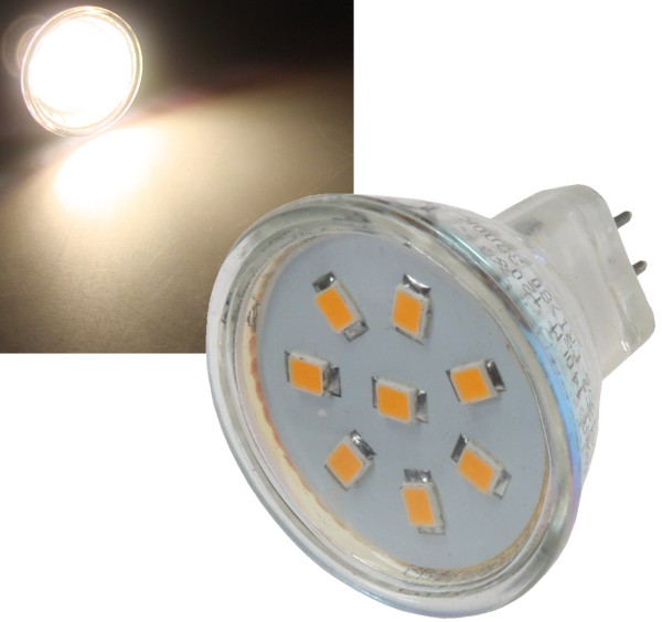 ChiliTec LED Strahler MR11 8 x 2835 SMD LEDs 12 V 2 W 140 Lumen 3000k warmweiß