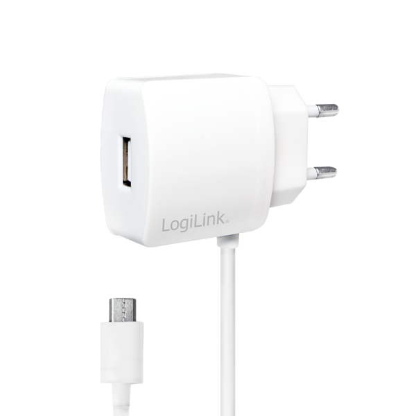 LogiLink USB Steckdosenadapter mit Micro USB Kabel 1 x USB Port 10 w(1er Blister)