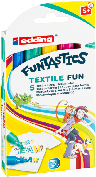 edding 17 Funtastics Textile Fun Kindertextilmaler sortiert (5er Faltschachtel)