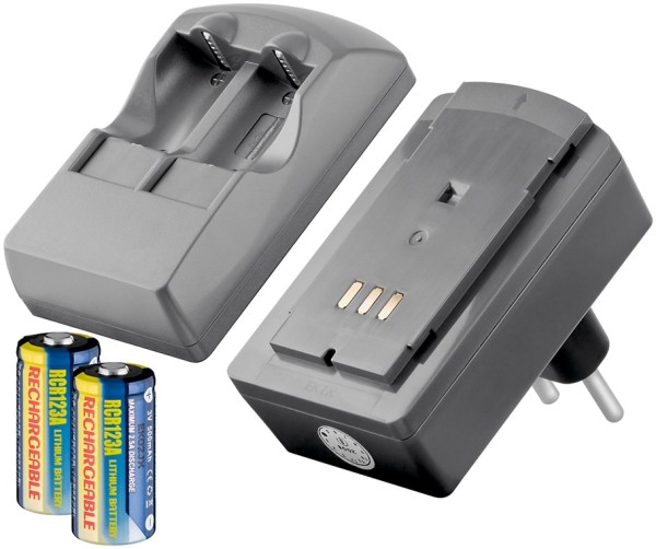 goobay Fotobatterie Steckerladegerät für 2 x CR123 Batterien/Akkus (Bulk)