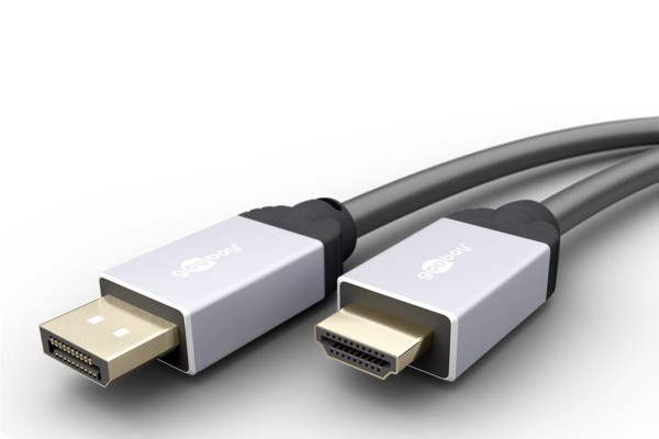 goobay DisplayPort/HighSpeed HDMI Adapterkabel DisplayPort Stecker auf HDMI Stecker Typ A schwarz 1