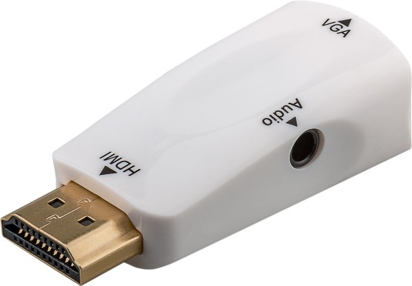 goobay Kompakter HDMI/VGA Adapter inkl. Audio vergoldet HDMI-Stecker (Typ A) auf VGA-Buchse (15-poli