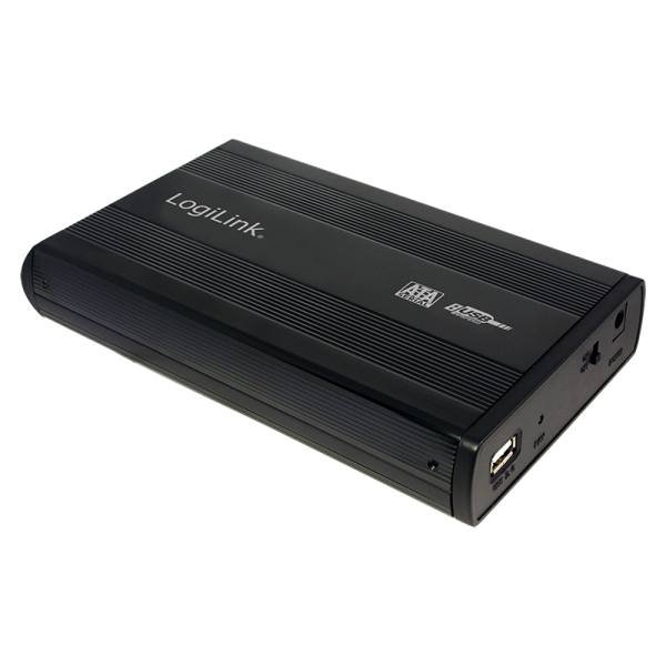 LogiLink Festplattengehäuse 3,5" SATA USB 2.0 Aluminium schwarz (1er Faltschachtel)