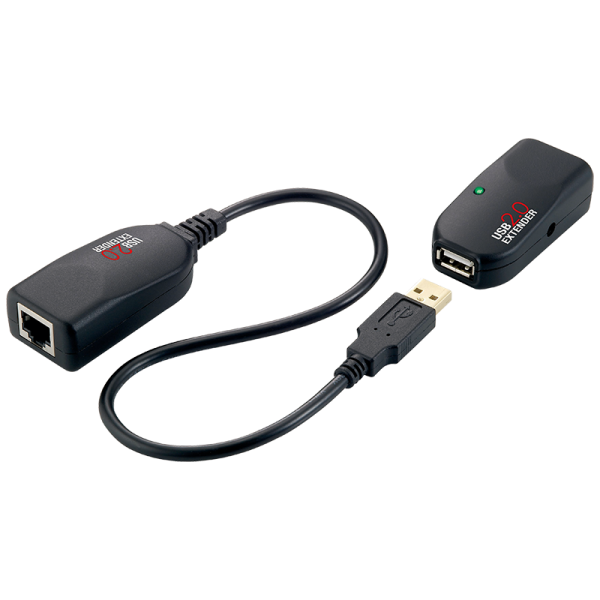 LogiLink USB 2.0 CAT 5 Extender Pigtail Verlängerung schwarz bis zu 50 m (Bulk)