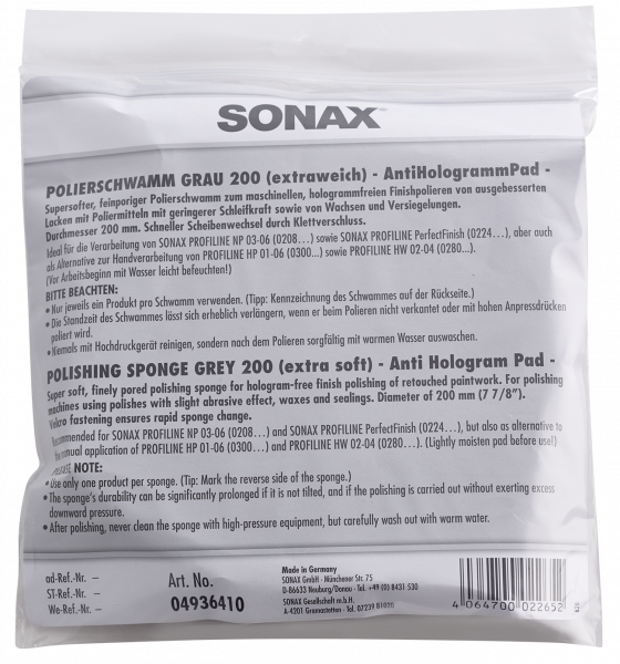 SONAX PolierSchwamm grau 200 (extraweich) AntiHologrammPad