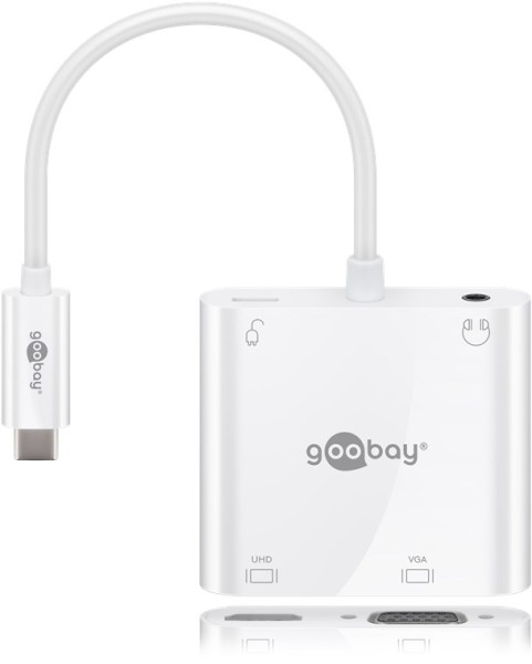 goobay USB-C Multiport-Adapter 100 W HDMI+VGA+PD weiß (1er Softpack)