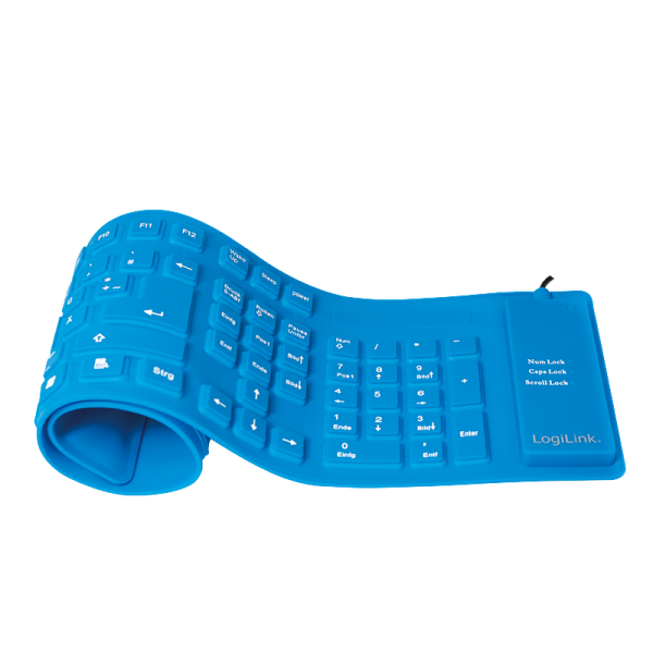 LogiLink Tastatur Flexibel Wasserfest USB + PS/2 blau (1er Faltschachtel)