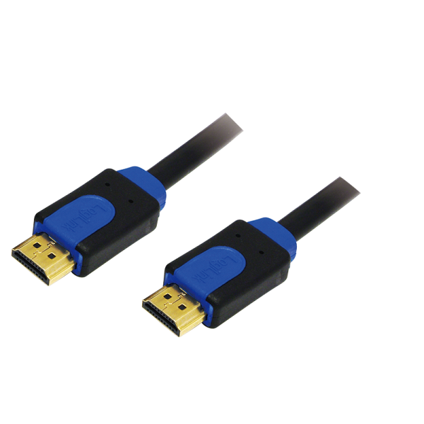 LogiLink High Speed HDMI Kabel 4K 30 Hz mit Ethernet vergoldet schwarz blau 1 m