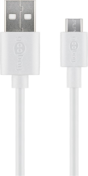 goobay Micro USB Lade und Synchronisationskabel für Android Geräte weiß 1 m