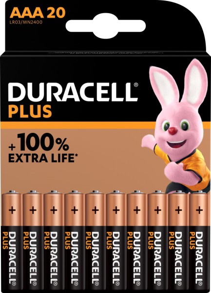 Duracell Plus Alkaline Micro AAA LR03 1.5 V (20er Blister)