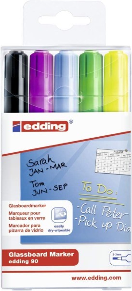 edding 90 Glasboardmarker sortiert (5er Set)