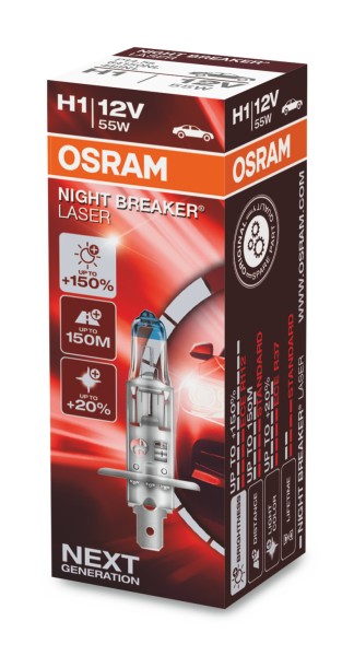OSRAM NIGHT BREAKER LASER H1 P14.5s 12 V/55 W (1er Faltschachtel)