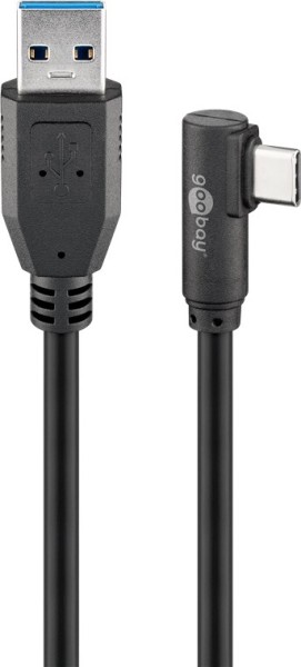goobay USB C auf USB A 3.0 Kabel 90° schwarz 3 m