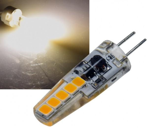 ChiliTec LED Stiftsockellampe G4 Silikon W2 3000k, 190lm, 300°, 12V/2W, warmweiß