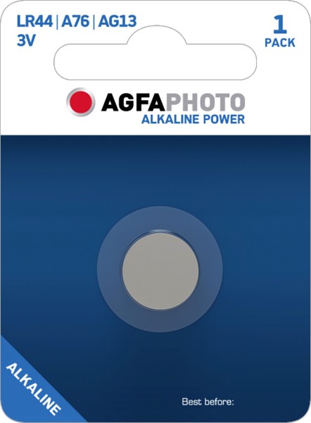 AGFAPHOTO Alkaline Power Knopfzelle LR44 V13GA 1.5V (1er Blister)