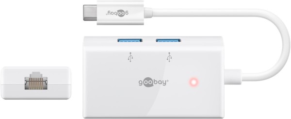 goobay USB C Multiport Adapter USB 3.0 RJ45 weiß (Bulk)