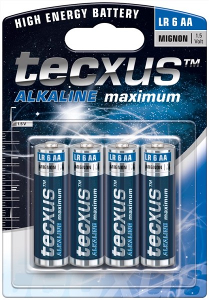 tecxus Alkaline maximum Alkali Mangan Batterie LR6/AA Mignon 1,5 V (4er Blister)