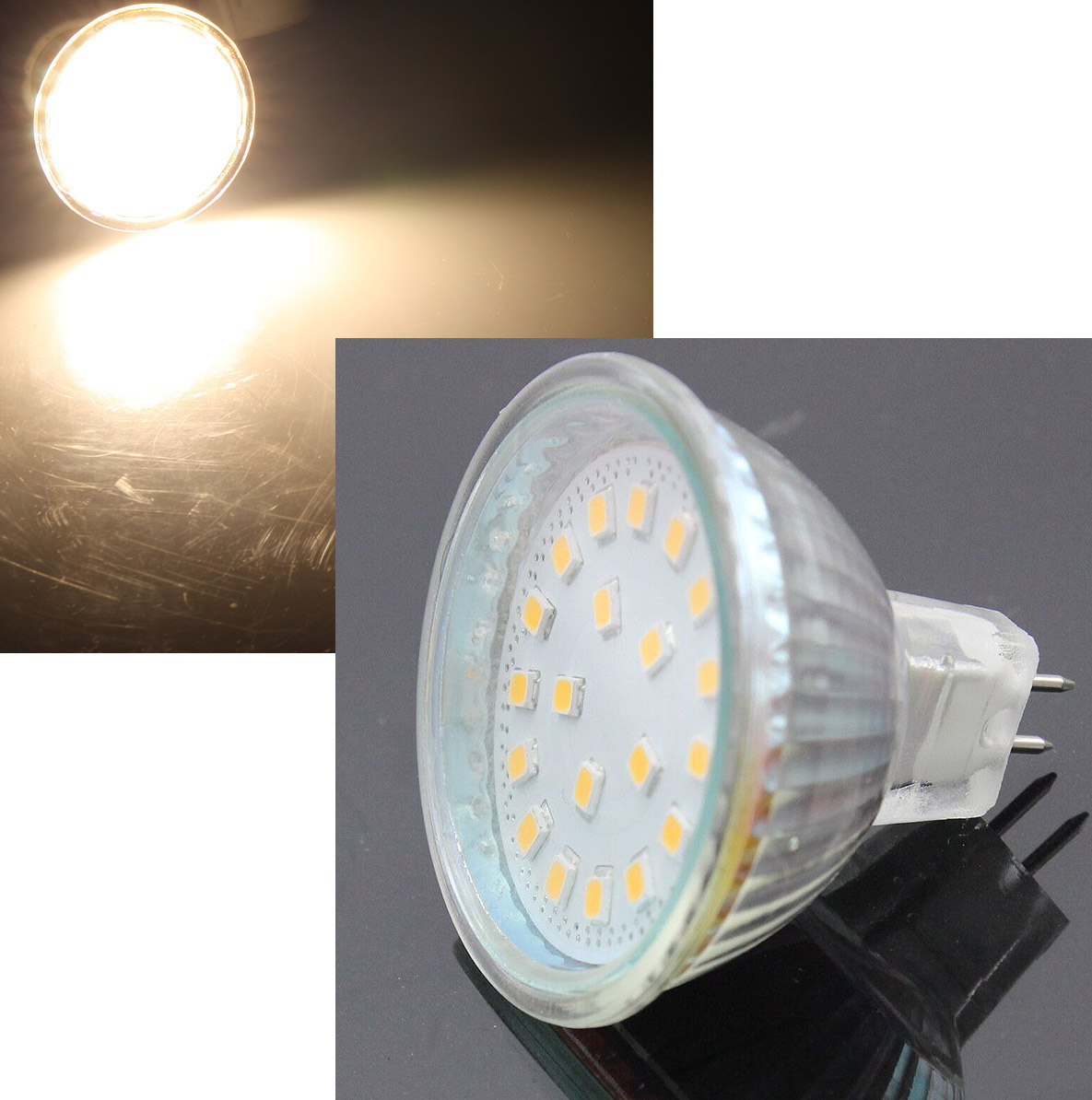 ChiliTec LED Strahler MR16 H55 SMD 120°, 3000k, 400lm, 12V/5W