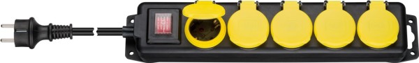 goobay Steckdosenleiste 5 fach spritzwassergeschützt schwarz/gelb 3 m (BulK)