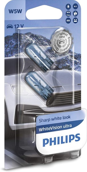 Philips WhiteVision Ultra W5W 12V 5W W2,1x9,5d (2er Blister)