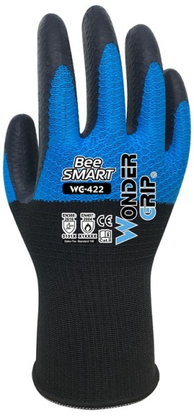 Wonder Grip WG-422 Arbeitshandschuhe Bee-Smart schwarz,blau S/7 (2er Blister)