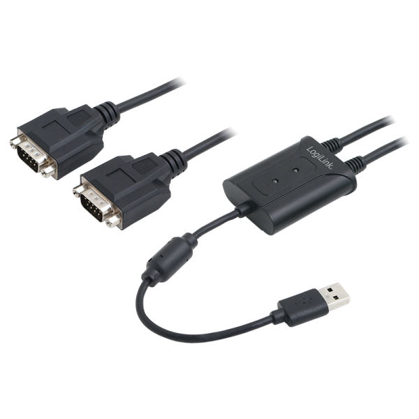 LogiLink USB 1.1-Kabel USB A/M zu 2 x DB9 RS232/M Ferrit schwarz 1,5 m