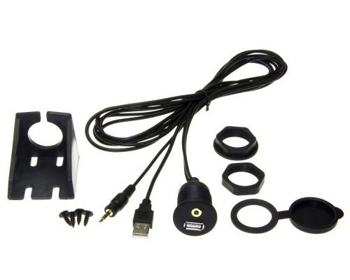 Adapter Universe USB Einbau Buchse Klinke 3,5mm Adapter Kabel KFZ Verlängerung AUX In Anschluss